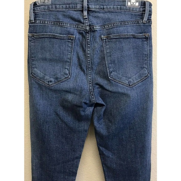 Frame Denim Size 28 Jeans Le High Stagger Hem Forest Blue Distressed - Picture 6 of 8
